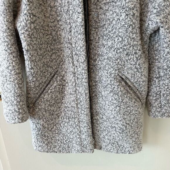 H&M 2 Melange Mid length Teddy Coat in Boucle Yarn Grey - Picture 8 of 10